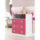 Cômoda de Bebê 3 Gavetas 1 Nicho Arco-íris DJD Móveis Branco/Rosa Cômoda de Bebê 3 Gavetas 1 Nicho Arco-íris DJD Móveis Branco/Rosa