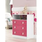 Cômoda de Bebê 3 Gavetas 1 Nicho Arco-Íris Rosa/Branco Cômoda de Bebê 3 Gavetas 1 Nicho Arco-Íris Rosa/Branco