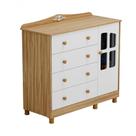 Cômoda De Bebê Elô 1 Porta Com Janela 4 Gavetas - Moveis Peroba Amendoa-off White