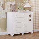 Cômoda de Bebê Infantil 1 Porta com Janela 4 Gavetas 100 MDF junior Cor Branca peroba Infatil Cômoda de Bebê Infantil 1 Porta com Janela 4 Gavetas 100 MDF junior Cor Branca peroba Infatil