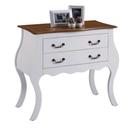 Cômoda De Madeira 2 Gav Bombê Branco com Imbúia