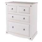Cômoda de Madeira Maciça com 4 Gavetas Branco Lavado