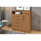 Cômoda de Quarto Da Vinci New c/ 1 Porta 1 Nicho e 6 Gavetas Rovere/Amêndoa - Lopas