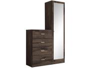 Cômoda de Quarto Estilo c/ 1 Porta c/ Espelho e 4 Gavetas Jatobá - Santos Andirá