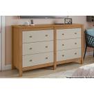 Cômoda de Quarto Horizontal Maggiore c/ 6 Gavetas Amêndoa/Off White - Lopas