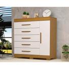 Cômoda de Quarto Rayane 1 Porta e 5 Gavetas c/ Sapateira Cinamomo/Off White - ACP