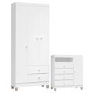 Cômoda E Guarda Roupa 3 Portas Ternura Baby Branco Incorplac