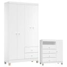 Cômoda e Guarda Roupa 4 Portas Baby Kids Branco Flex Incorplac