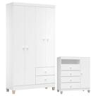 Cômoda E Guarda Roupa 4 Portas Ternura Baby Branco Flex - Incorplac