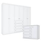 Cômoda E Guarda Roupa Casal 6 Portas Americano Branco - Henn