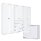 Cômoda e Guarda Roupa Casal 6 Portas Americano Branco HP Henn