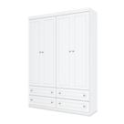 Cômoda E Guarda Roupa Infantil Americano 4 Portas Branco - Henn