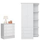 Cômoda E Guarda Roupa Infantil Com Cantoneira Doce Sonho Branco - Qmovi