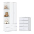 Cômoda E Guarda Roupa Infantil Labirinto Branco Brilho - Henn