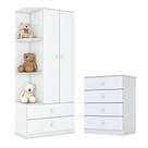 Cômoda E Guarda Roupa Infantil Labirinto Branco Brilho - Henn