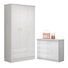Cômoda e Roupeiro com 3 Portas Leicester Branco Branco
