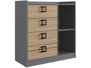 Cômoda Édez Olive, 4 Gavetas, Grafite e Cedro