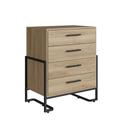 Cômoda Elegante Quarto 4 Gavetas Industrial Oak Metal Preto 67x44x85cm Placa e Ponto