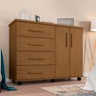 Cômoda Encanto com 04 Gavetas 02 Portas e Rodízios Amêndoa