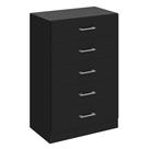 Cômoda Fellicci Aruba Móvel de Chão 5 Gavetas 20kg 92cm MDP Preto Sapatas Deslizantes