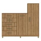 Cômoda Fellicci Chicago 2 Portas 5 Gavetas 3kg por Gaveta MDP Marrom