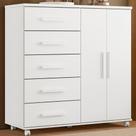 Cômoda Flex 5 Gavetas 2 Portas com Rodízios Toronto Albatroz