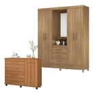 Cômoda Flora E Guarda Roupa Casal Capelinha Pérsia Amêndola Touch - Demóbile