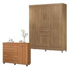 Cômoda Flora E Guarda Roupa Casal Munique Amêndola Touch - Demóbile