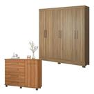 Cômoda Flora E Guarda Roupa Casal Prático Amêndola Touch - Demóbile