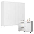 Cômoda Flora E Guarda Roupa Casal Venice 62480pe Branco Brilho Com Pés - Demóbile