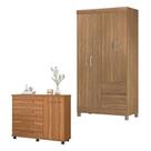 Cômoda Flora E Guarda Roupa Solteiro Lótus Amêndola Touch - Demóbile