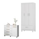 Cômoda Flora E Guarda Roupa Solteiro Prince Branco - Demóbile Cômoda Flora E Guarda Roupa Solteiro Prince Branco - Demóbile