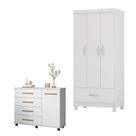 Cômoda Flora E Guarda Roupa Solteiro Prince Branco - Demóbile Cômoda Flora E Guarda Roupa Solteiro Prince Branco - Demóbile