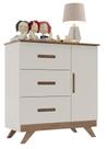 Cômoda Fraldário Infantil 3 Gavetas 1 Porta Off White Carvalho Maya Canaã