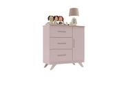 Cômoda Fraldário Infantil 3 Gavetas 1 Porta Rose Maya Móveis Canaã
