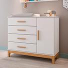 Comoda Fraldário para Quarto de Bebê Mdf Hellen Branco/Bétula