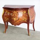 Cômoda Francesa Madeira de Faia Marchetaria Folhada