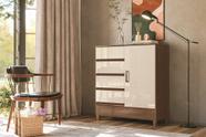 Comoda Gaveteiro C/ 4 Gavetas 1 Porta Fit -Santos Andirá - Jequitiba/Offwhite