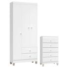 Cômoda Gaveteiro E Guarda Roupa 3 Portas Ternura Baby Branco Flex - Incorplac Cômoda Gaveteiro E Guarda Roupa 3 Portas Ternura Baby Branco Flex - Incorplac