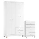 Cômoda Gaveteiro e Guarda Roupa 4 Portas Ternura Baby Branco Flex Incorplac Cômoda Gaveteiro e Guarda Roupa 4 Portas Ternura Baby Branco Flex Incorplac