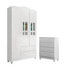 Cômoda Gaveteiro e Guarda Roupa Ariel Branco Brilho - Carolina Cômoda Gaveteiro e Guarda Roupa Ariel Branco Brilho - Carolina