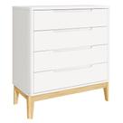 Cômoda Gaveteiro Infantil Classic Boom Branco Com Pés Madeira Natural - Reller Cômoda Gaveteiro Infantil Classic Boom Branco Com Pés Madeira Natural - Reller