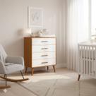 Comoda Gaveteiro Infantil Isis 4 Gavetas Branco Fosco/ Savana Fosco - Reller