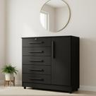 Cômoda Grande 5 Gavetas 1 Porta com Chave Elegante