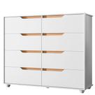 Cômoda Grande 8 Gavetas Doble Branco Freijó