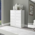 Cômoda Grande com 5 Gavetas para Quarto 75x91cm 6505 Menu Móveis Branco