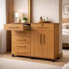 Cômoda Grande com Rodízios e Gavetas Telescópicas Gran Luxo Porta Tv e Sapateira - Nature Cômoda Grande com Rodízios e Gavetas Telescópicas Gran Luxo Porta Tv e Sapateira - Nature