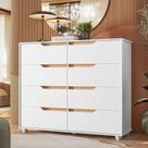 Cômoda Grande Para Quarto 8 Gavetas Biella A04 Flex Branco Freijó - Lyam Decor