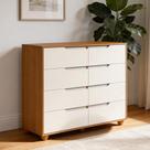 Cômoda Grande Para Quarto 8 Gavetas Biella A04 Flex Cinamomo Off White - Lyam Decor