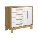 Cômoda Grande Sapateira Quarto 4 Gavetas 1 Porta Madeira Freijo Branco
